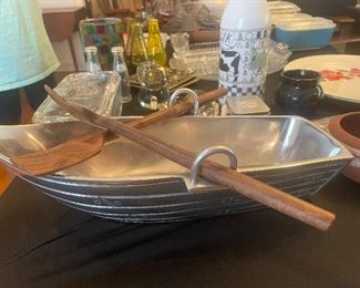 Godingers Silver plated bowl boat with oars