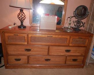 Oak dresser with mirror $125  Call (760) 975-5483