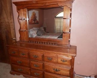 Mid Century Maple dresser with mirror...$125   Call (760) 975-5483