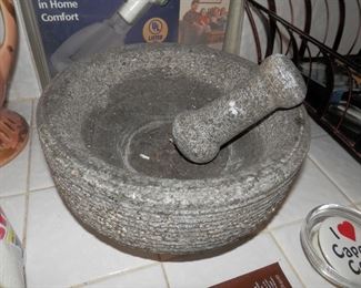 heavy, large pestle and morter