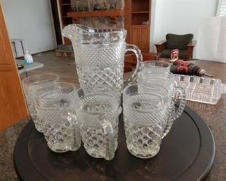 EAPG Lemonade set...large pitcher and six matching mugs