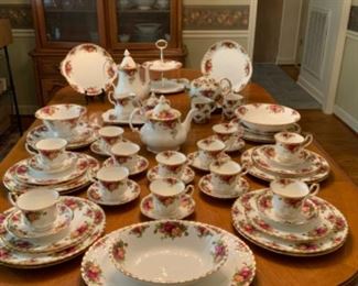 Royal Albert Old Country Roses 63 pcs set in like new condition. Available for presale $1,200. If interested in purchasing,  I’m available to show this set upon request. 