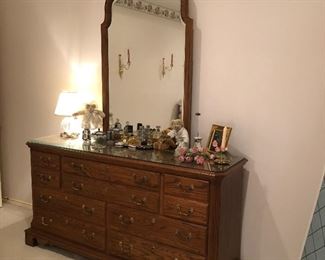 Solid Oak, Triple Dresser & Mirror