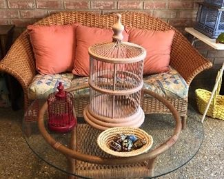 Inside Patio (sunroom) Set: Love-Seat, 2 Chairs and Glass Top Table