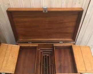 Vintage Trunk with 8 Inside Drawers and 2 Storage Cases