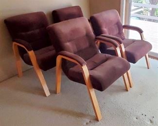 La-Z-Boy set of four maple arm chairs