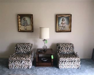 Pair of Clyde Pearson Chairs 
Warren Kessler Lamps 
Occasional Table 