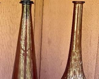 Mid Century Modern Art Glass Jeannie Bottle With Stopper And Pattern Bottle