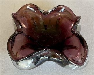 Vintage Murano Purple Art Glass Bowl