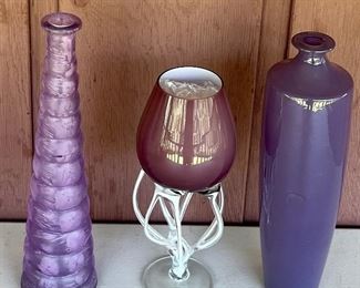 Made In Spain Art Glass Bottle, Makora Portugal Candle Holder, And More