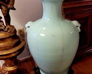 Large celedon vase