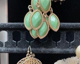 Gold earrings $8    ( green drop earrings, $8 sold) 