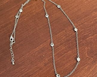 Silver necklace w. CZ, $15