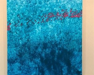 Canvas aqua blue pic, 34 x 46"H,  $55