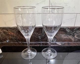 Set of 8 silver rimmed Lenox wine glasses,  was $28, NOW $16