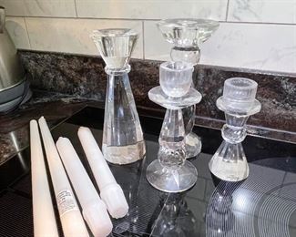 Shannon crystal candlesticks, 7.25"H, 7"H, 6"H, 5"H,  was $30, NOW $20
