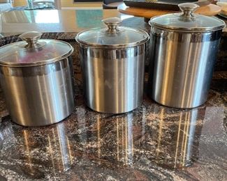 Set of 4 stainless steel canisters (4th and tallest one not pictured),  was $30, NOW $20