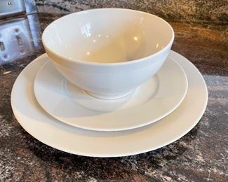 9 White place settings (total of 11 bowls),  $35
