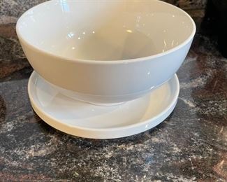 Set of 3 large white bowls on plate,  was $20, NOW $14