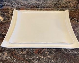 Set of 2 large white serving platters,  $14