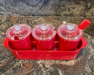 Red picnic condiment servers,  was $6, NOW $4
