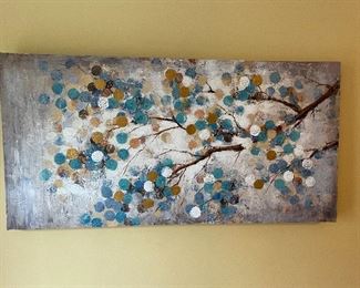 Gold turquoise branch canvas painting,  was $38, NOW $28