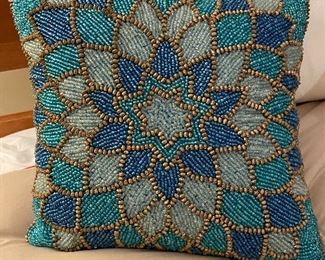 Beaded blue pillow,  was $7, NOW $5