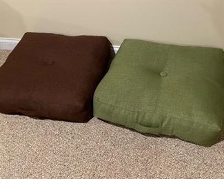 Brown and green seat cushions, 28" x 28",  was $24 each, NOW $15 each