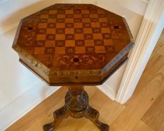 Antique game table with hidden compartment