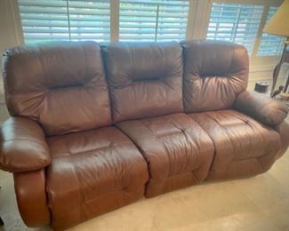 Leather reclining sofa