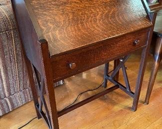Beautiful antique desk made in Batavia, NY by H. E. Turner Co. early 1900’s (when they made furniture). Still in business as a funeral home. 