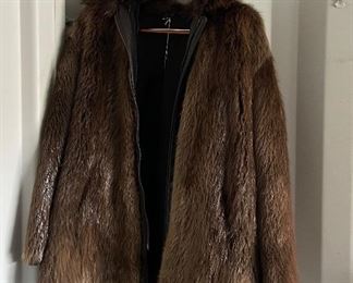 Leather Trim Men's Beaver Coat