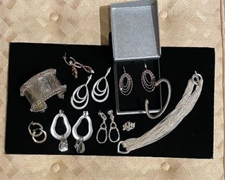 Poggi Paris Bracelet, Orini Earrings, 14k Earrings with Topaz, David Yurman Sterling Earrings, Frederic Dulas Earrings with Box, David Yurman Sterling and 14k Bracelet with Citrine, and a Tiffany Sterling Multi Chain with Heart Pendant