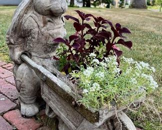 Item 107:  Cement Planter (Rabbit with Wheelbarrow): $225