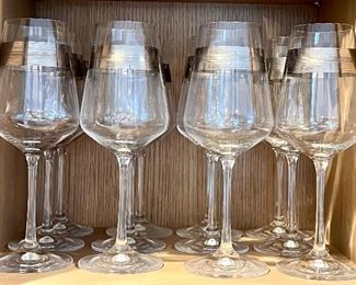 Item 35:  (14) Wine Glasses with Platinum Band:  $72