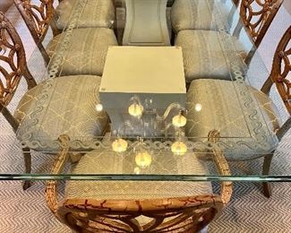 Item 45:  (8) Design Center Spider Back Dining Chairs: $1245                                                                                                           (6) Chairs - 21.5"l x 18.5"w x 38"h                                                         (2) Armchairs - 23.5"l x 18.5"w x 37"h