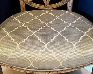 detail - great upholstery - silver-ish grey with ivory