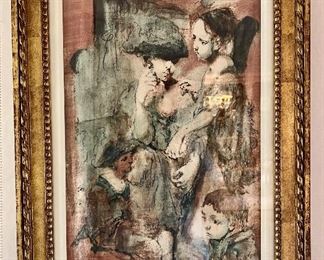 Item 62:  "Faces" Watercolor - 19.5"l x 1.5"w x 26.5"h: $185