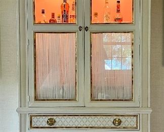 Item 66:  Henredon Lighted Bar Cabinet - 49"l x 19.5"w x 88.5"h: $695