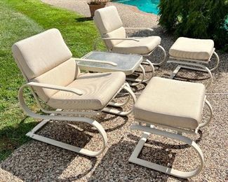 Item 103:  (2) Tropitone Lounger & Ottoman: $425 for pair                                                                                                            Item 104:  (2) Tropitone Side Tables - 20"l x 26"w x 16.5"h: $48 for both