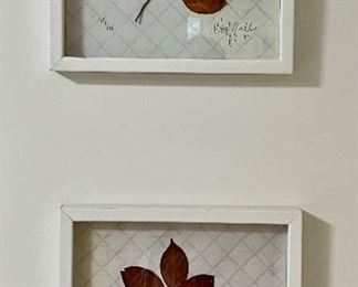Item 126:  (3) Framed Shadowbox Dried Leafs Signed - 13"l x 1.5"w x 13"h:  $24/Each