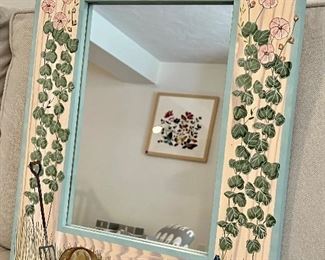 Item 141:  Painted Mirror (garden theme) - 16" x 20":  $38