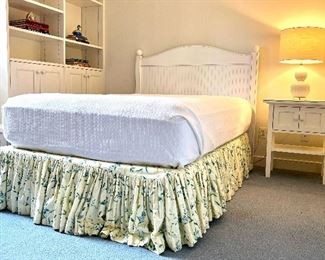 Item 158:  White Panel Back Double Bed (floral skirt):  $395