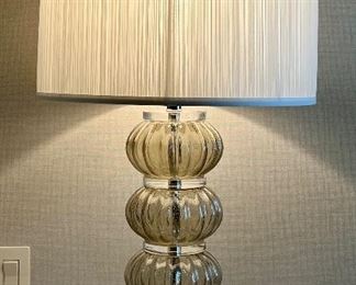 Item 193:  (2) Arteriors Home "Mya" Smoke Glass/Acrylic Ring Table Lamps - 33":  $595/Pair