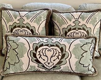 Item 196:  (3) Down Pillows (green & brown):  $145/Set                                           