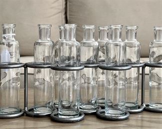 Item 206:  Bud Vases with Metal Rack:  $28
