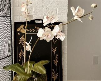 Item 214:  Faux Orchid in Painted Container:  $48