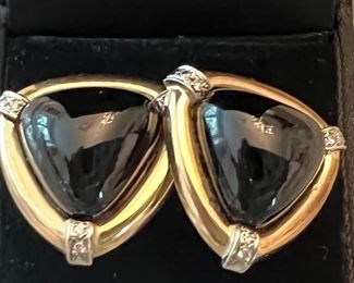 Item 197:  14K & Onyx Earrings (triangle shape):  $225