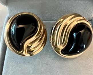 Item 217:  14K & Onyx Earrings:  $225
