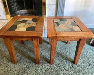 Stone inlay end tables